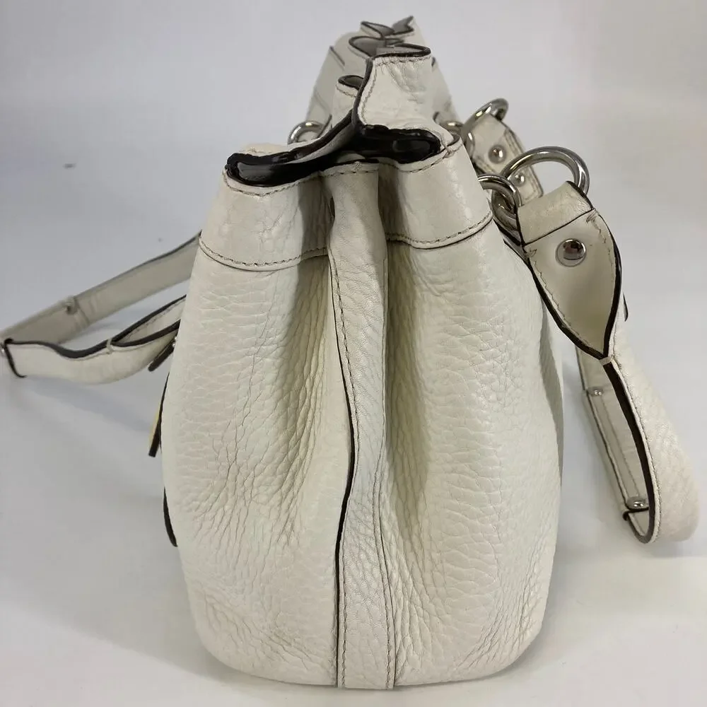 COACH F14686 WHITE AND YELLOW PEBBLEED LEATHER HANDBAG